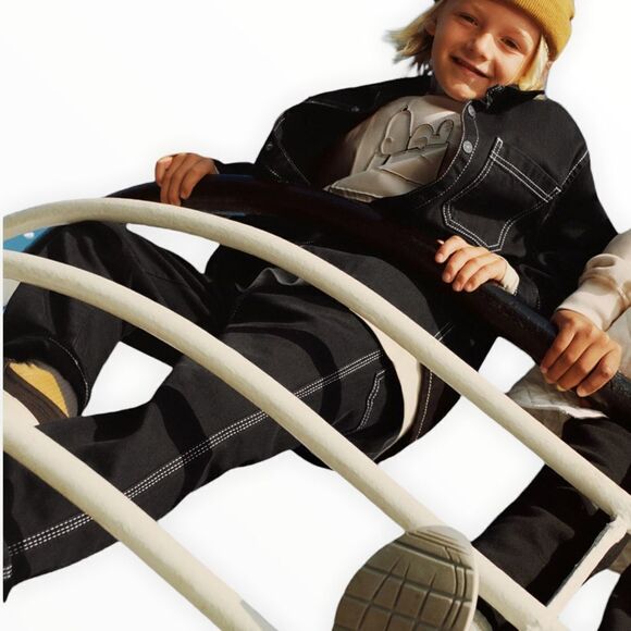 ZARA Kids | Black | WORKER JEANS WITH TOPSTITCHING - Picture 5 of 6